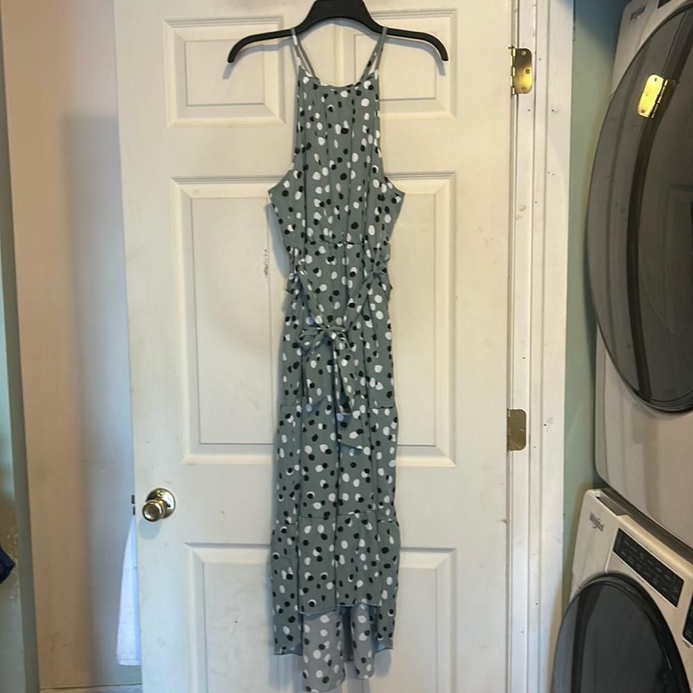 High Low Dress Size Small Green Polka Dot